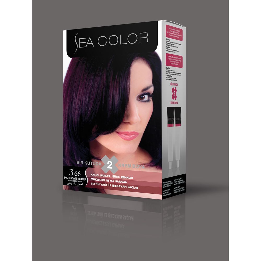 Турска крем боя за коса Sea Color 3.66 Aubergine Red
